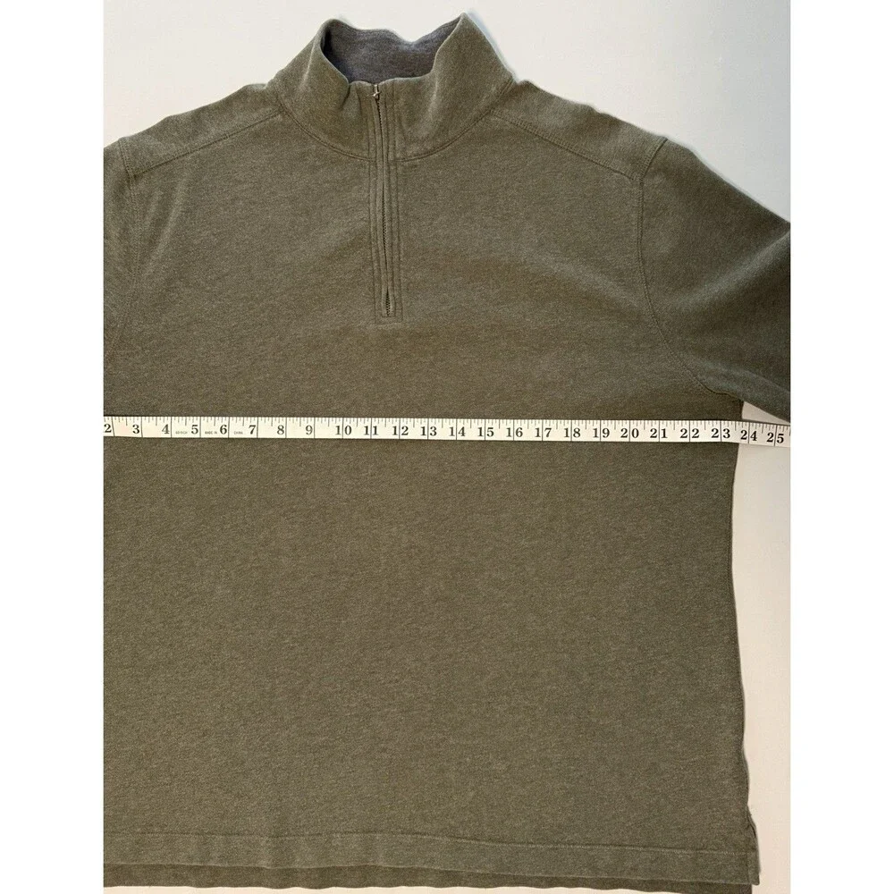 J. Crew Sueded Jersey Quarter Zip Pullover Large 100% Cotton Green Preppy
